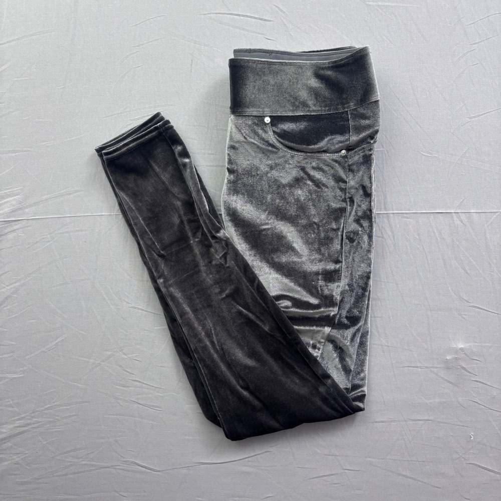 Seven7 Womens Charcoal Gray Velvet Pull On Leggings High Rise Stretch Size M
